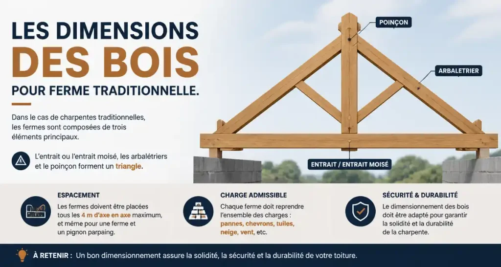 Les dimensions des bois pour ferme traditionnelle.