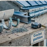 Crochet pour gouttière en acier zingué, profils et corrosion sur chantier