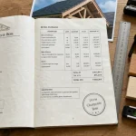 devis charpente bois sur table avec échantillons de bois