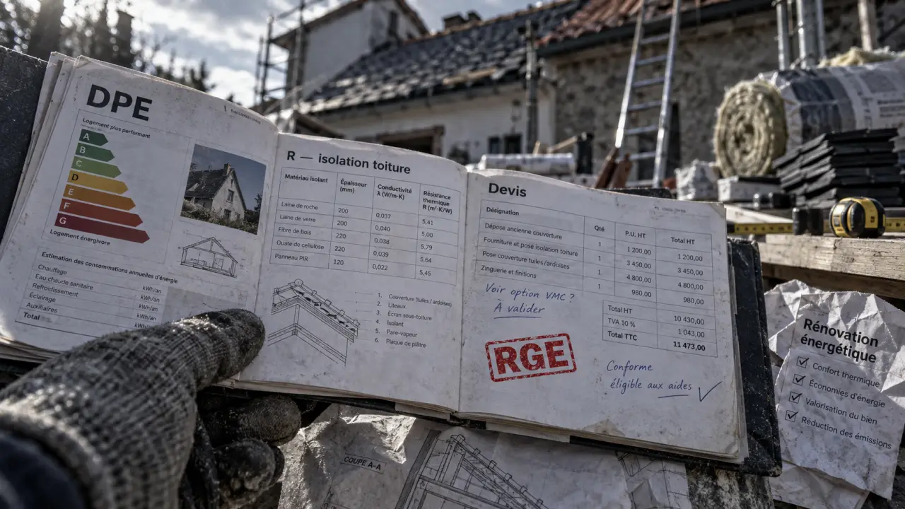 Aide rénovation toiture 2026 : devis RGE et DPE, éviter les erreurs