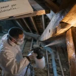 Traitement de charpente par pulvérisation en combles : technicien et zones traitées
