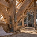 Charpente traditionnelle en bois, fermes de charpente et espace sous toiture