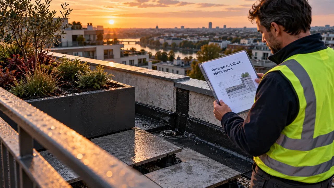 Terrasse en toiture : vérification charge et étanchéité