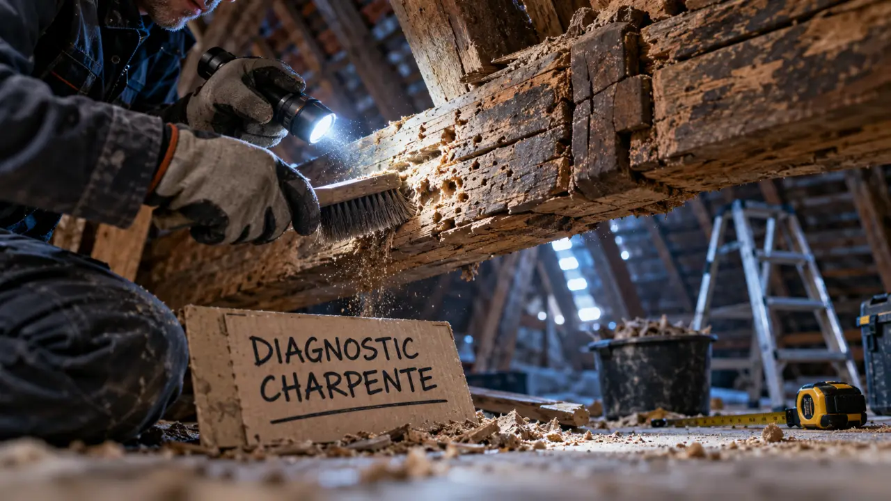 Traiter la charpente : diagnostic anti-xylophages dans un grenier